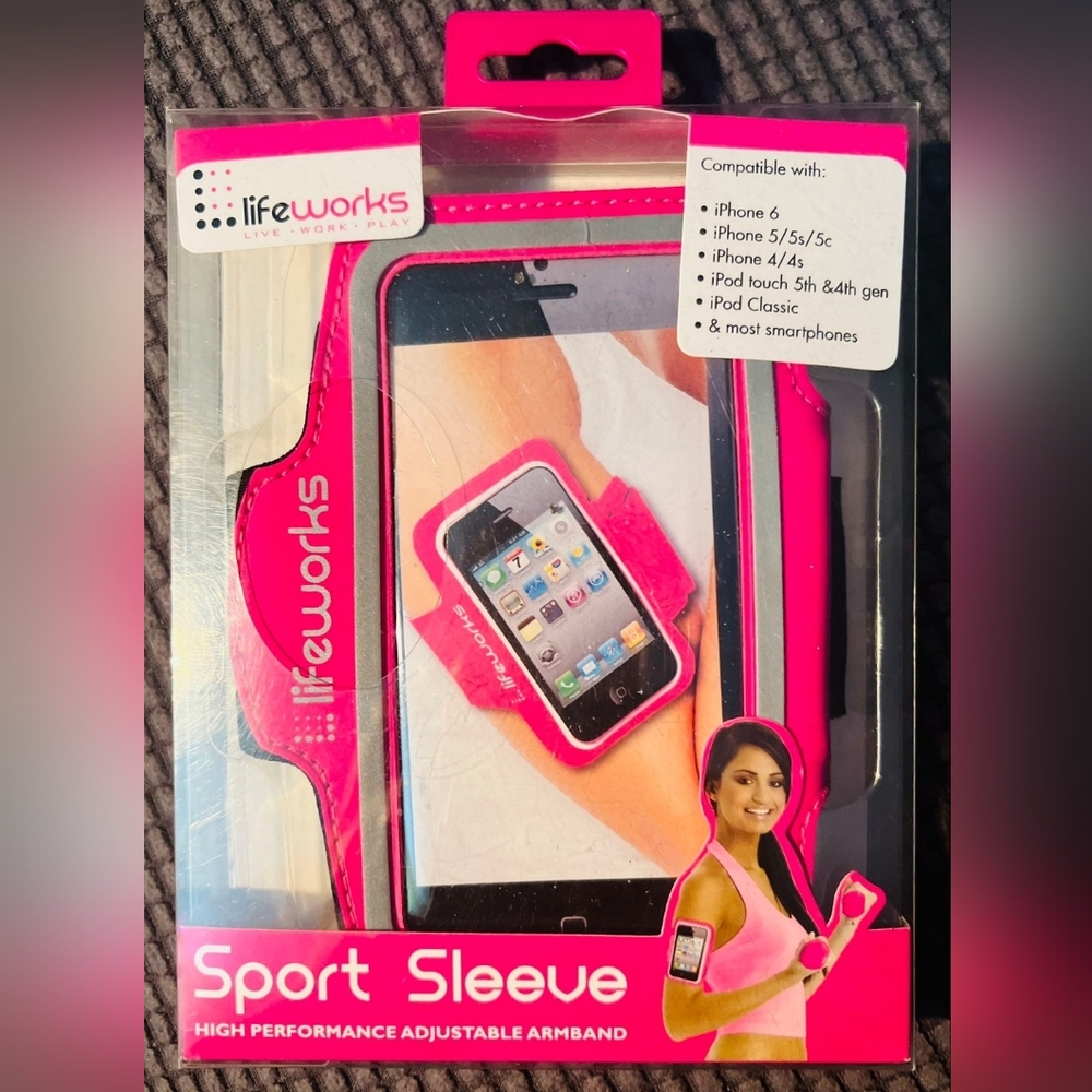 Lifeworks Sports Sleeve iPhone & Most Smartphones Adjustable Armband, Pink